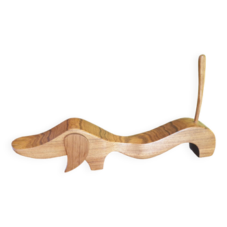 Dachshund sculpture in teak Scandinavian design Mid-Century