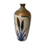 Bottle / soliflore in stoneware artisanal pottery signed "La Roquebrou" 70s