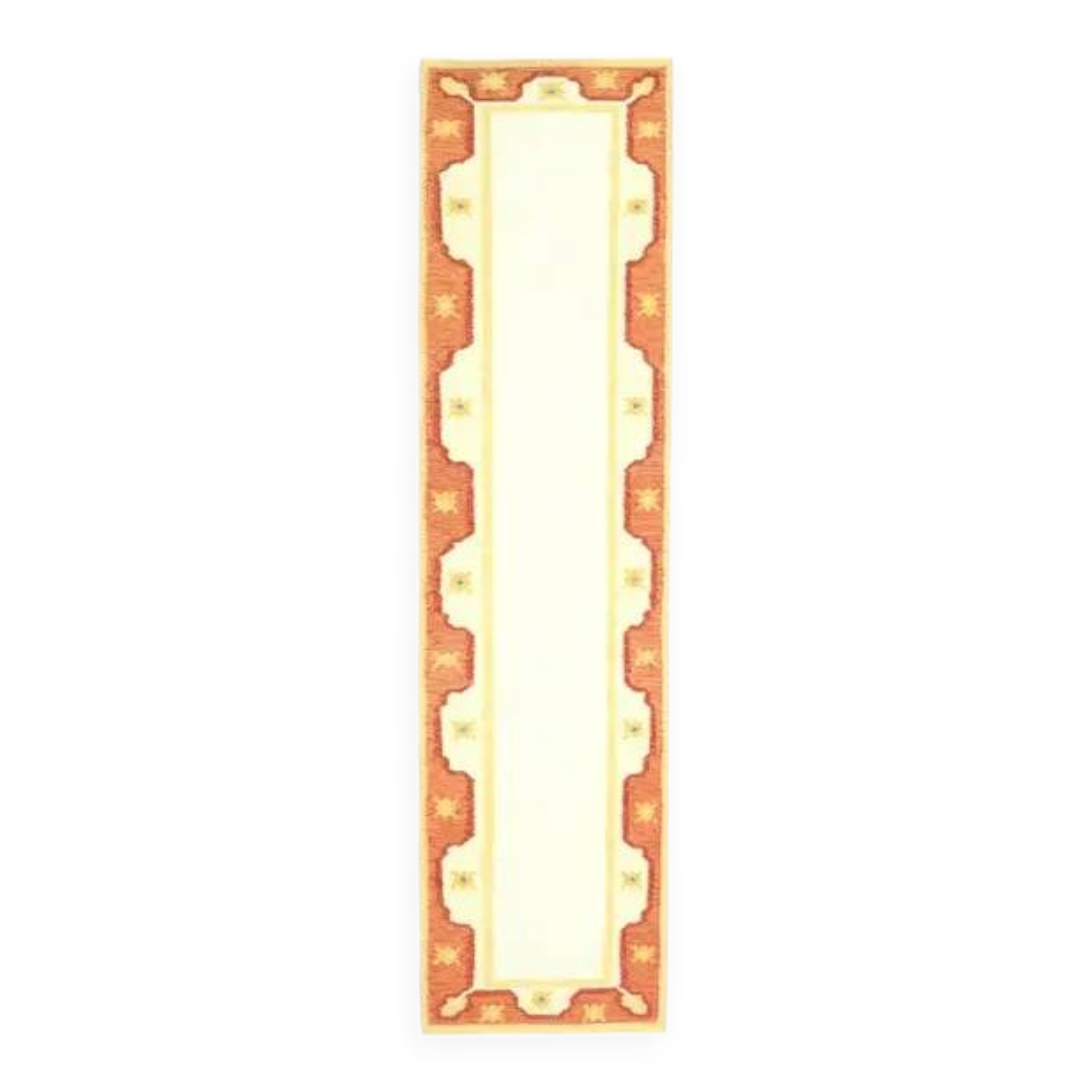 Tapis couloir vintage turc Oushak fait main en laine et coton beige 73x289 cm des années 1970