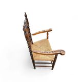 8 (2 x armrest) x ornate wood / bobbin / wicker dining chair / studded chairs