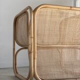 U-shaped armrest rattan armchair, grid canning