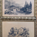 Pair of original drawings by Alice Gendreau dated 1908 "Alpine Landscapes"