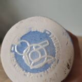 Nutmeg spice pot in vintage blue ceramic vegetable pattern stamped sipa France advertising