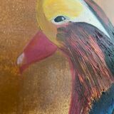 Huile sur toile « Oiseau coloré »
