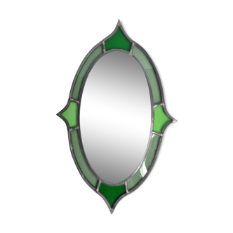 Oval mirror surrounded by stained glass windows, 45 cm