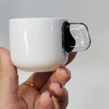 Guzzini Coffee Set 6 Porcelain Espresso Cups and 6 Plexiglas Saucers