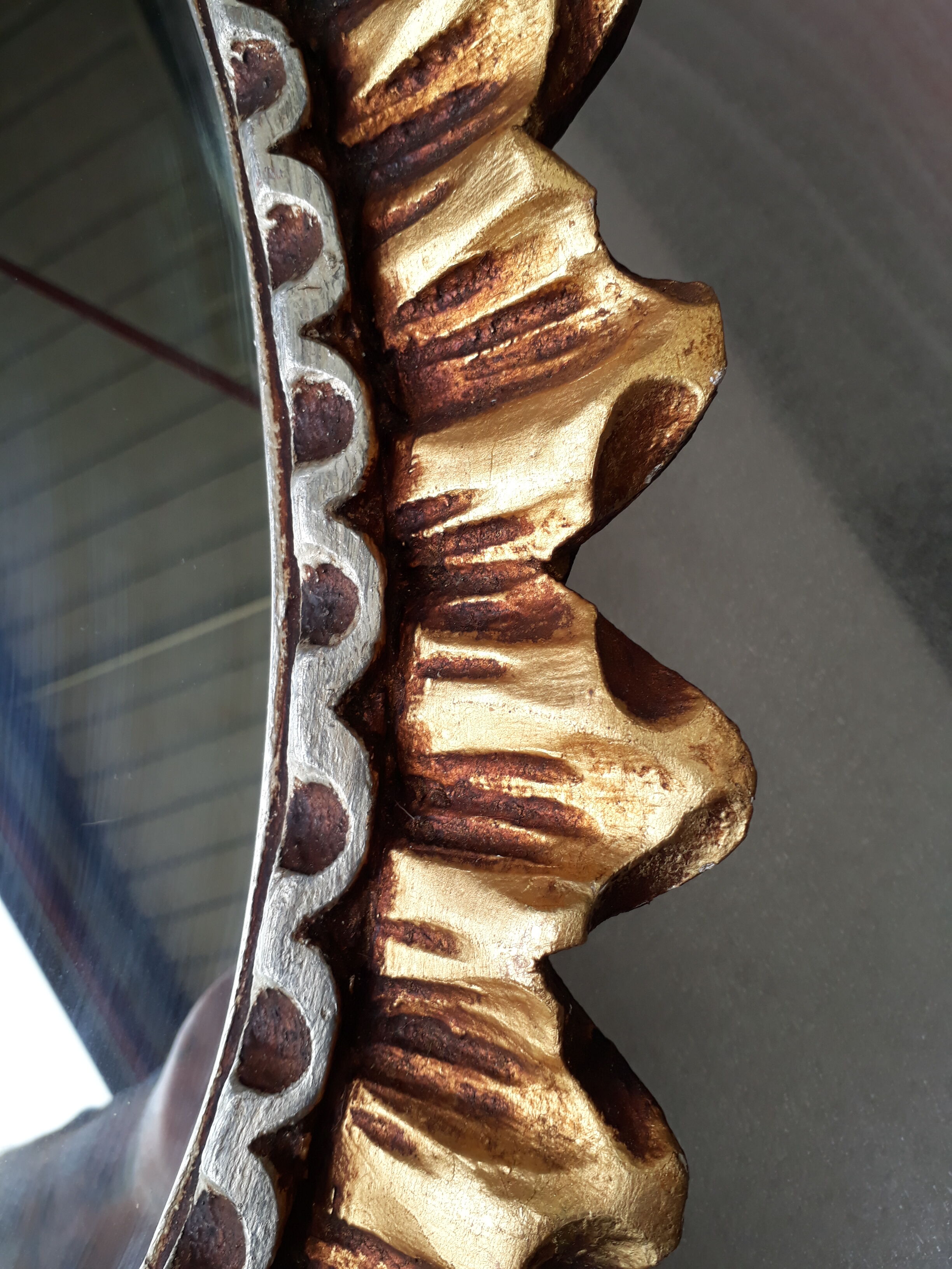 Oval mirror sun wood 1970 size 74x58cm