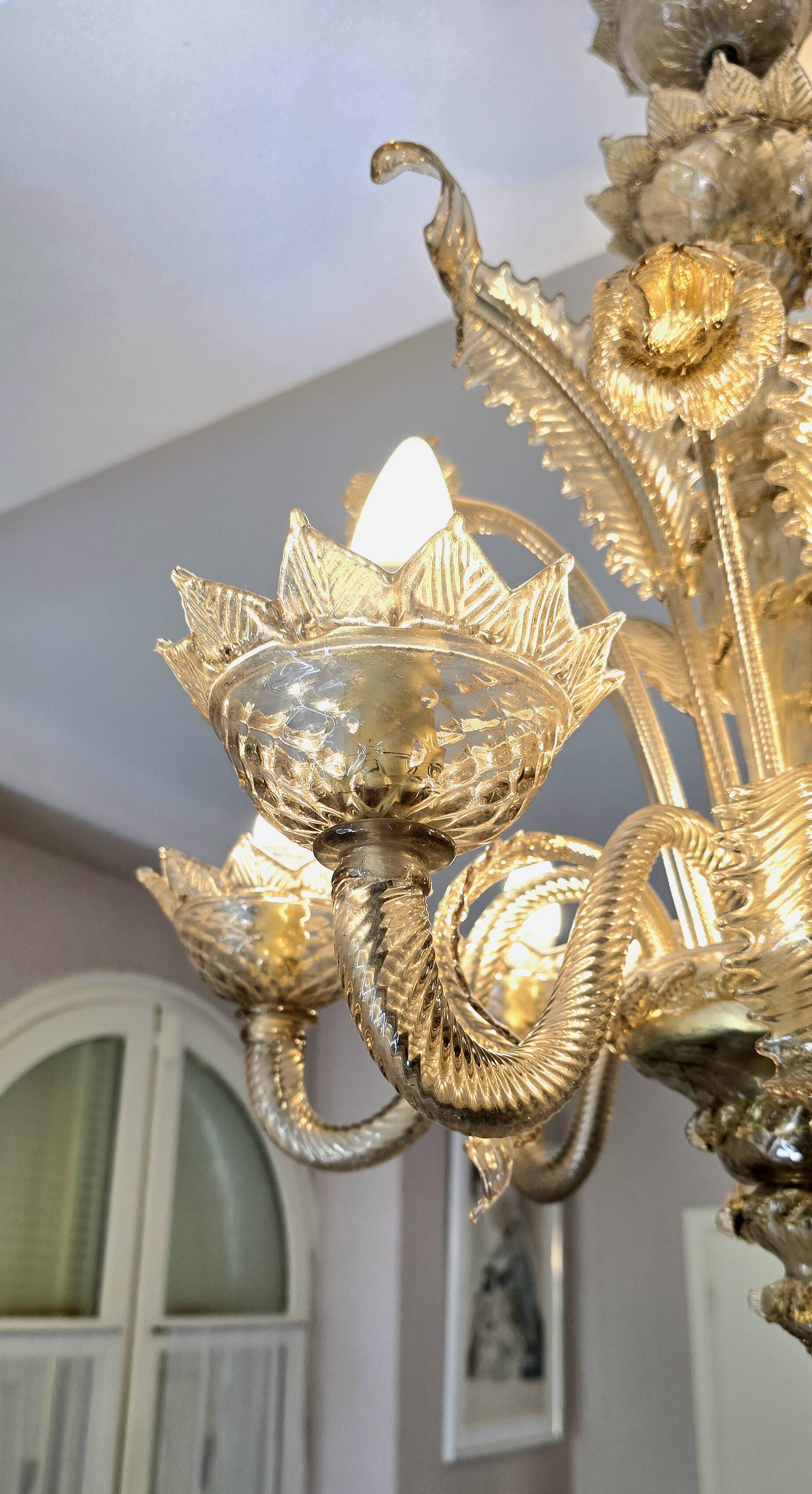 Murano glass chandelier, 6 arms, early 20th century