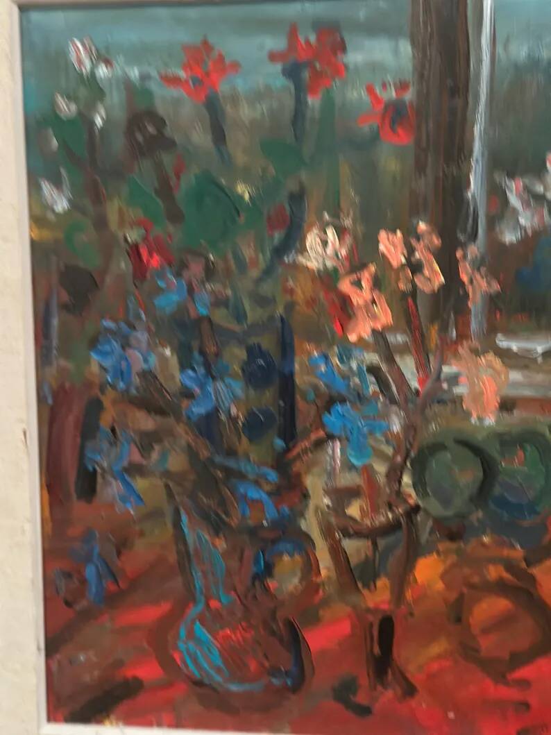 Original Swedish Oil on Canvas 'Still Life with Flowers' by Eric With