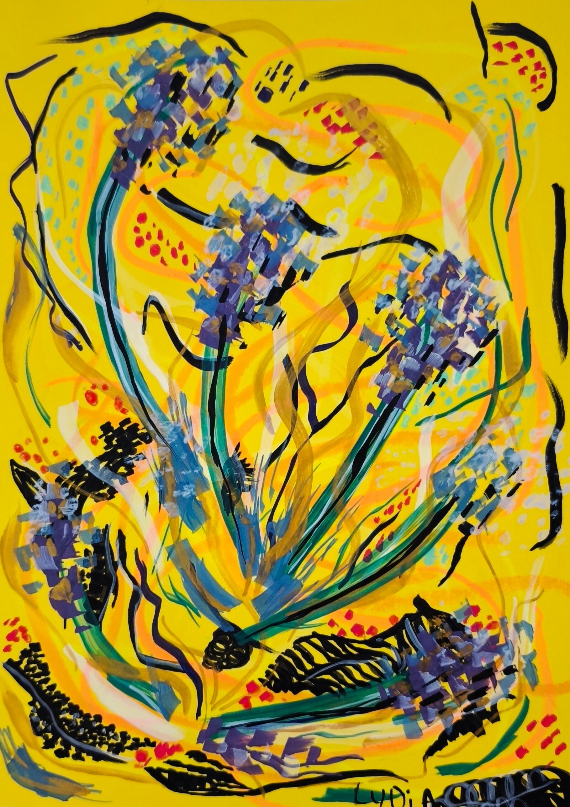 Affiche illustration abstrait fleurs