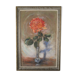 Ancien Tableau Peinture - velours rose