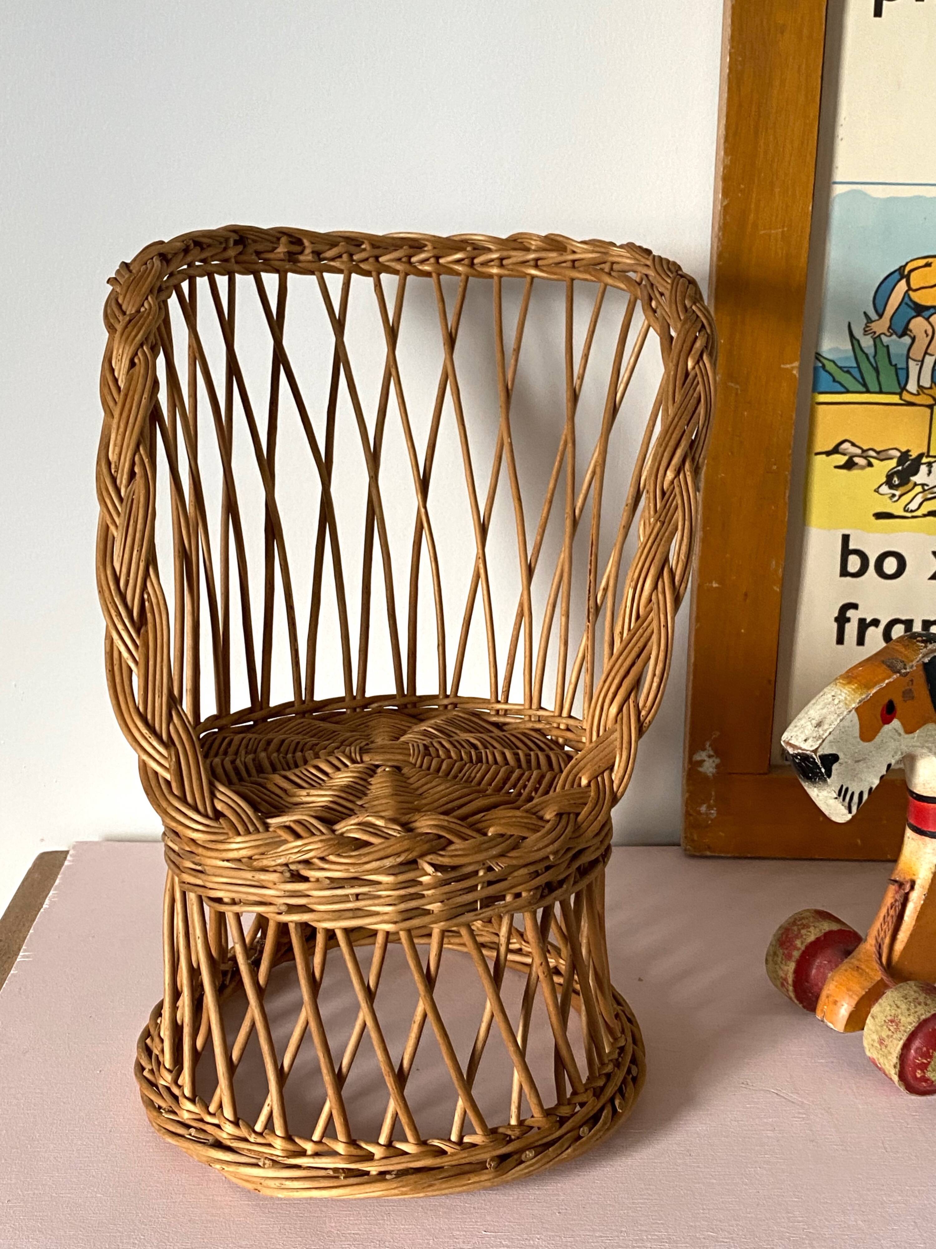 Rattan armchair for doll