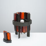 Rare lamp by Jacques Avoinet in glass and wrought iron circa 1950