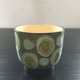 Olive green enamelled pot cache