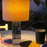 Modernist cubist Building table lamp by Curtis Jere
