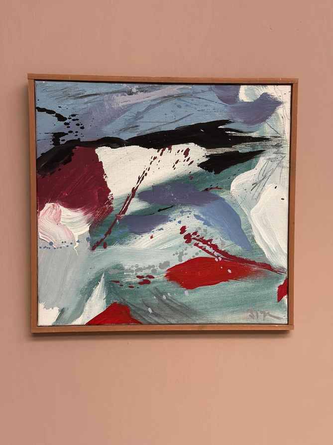 Original Swedish Oil On Canvas – Abstract Composition By Lars Sjögren – Vintage & Framed – 38 × 40 Cm (15.0" × 15.7")