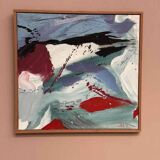 Original Swedish Oil On Canvas – Abstract Composition By Lars Sjögren – Vintage & Framed – 38 × 40 Cm (15.0" × 15.7")