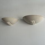 Pair of vintage cracked porcelain wall lights, beige, France 1960s