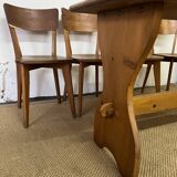 Ensemble table et 4 chaises en bois vintage