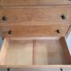 Commode anglaise haute 5 tiroirs marqueterie en ronce
