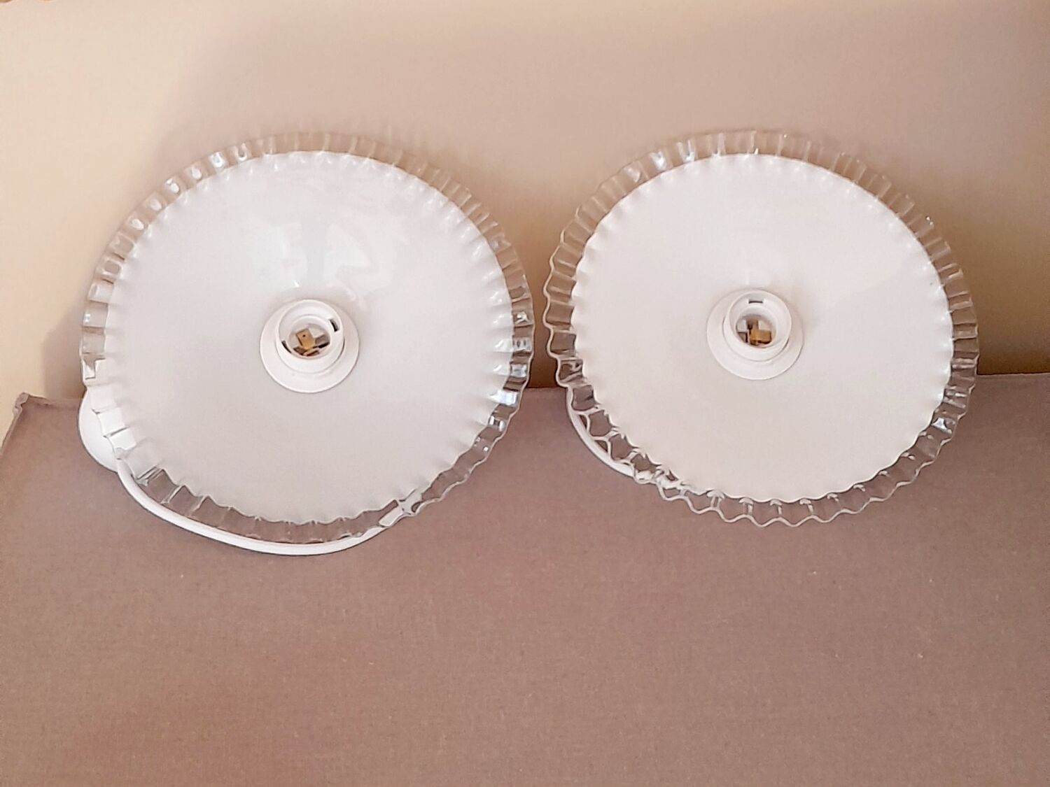 Set of 2 50s opaline pendants