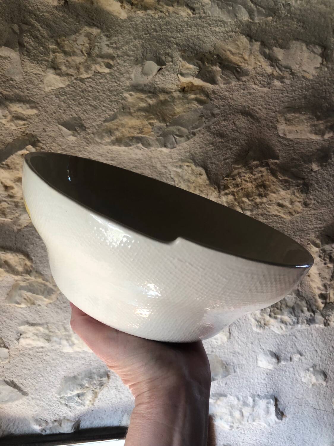 Salins France salad bowl with yellow flower decoration