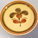 Plat rond Gien, modéle Fuego, vintage année 1970 - Couleur jaune, ocre, marron.