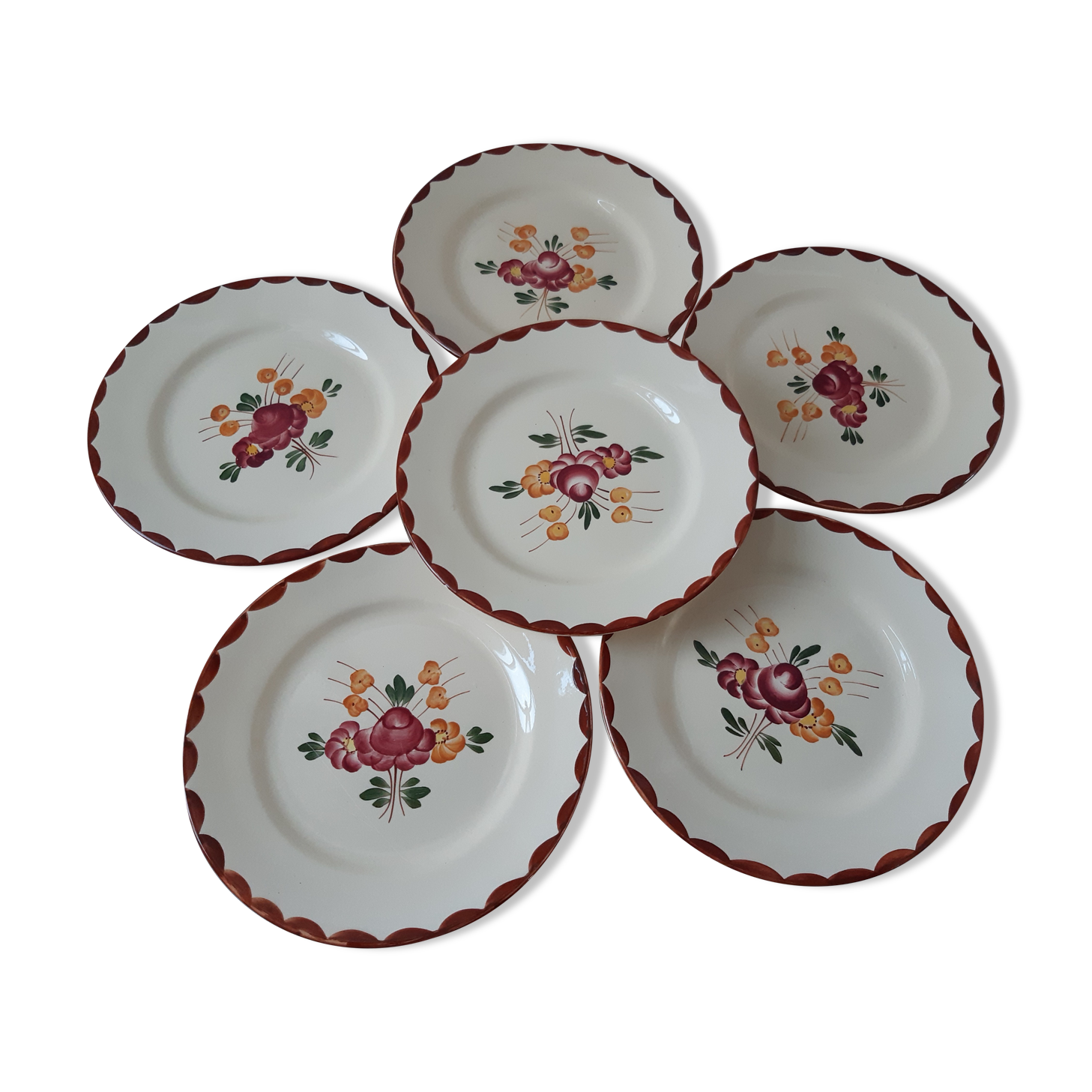 Set of 6 flat plates Loncgamp model Agen 30s