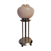 Vintage lamp in chrome steel and opaline mazzega 1980