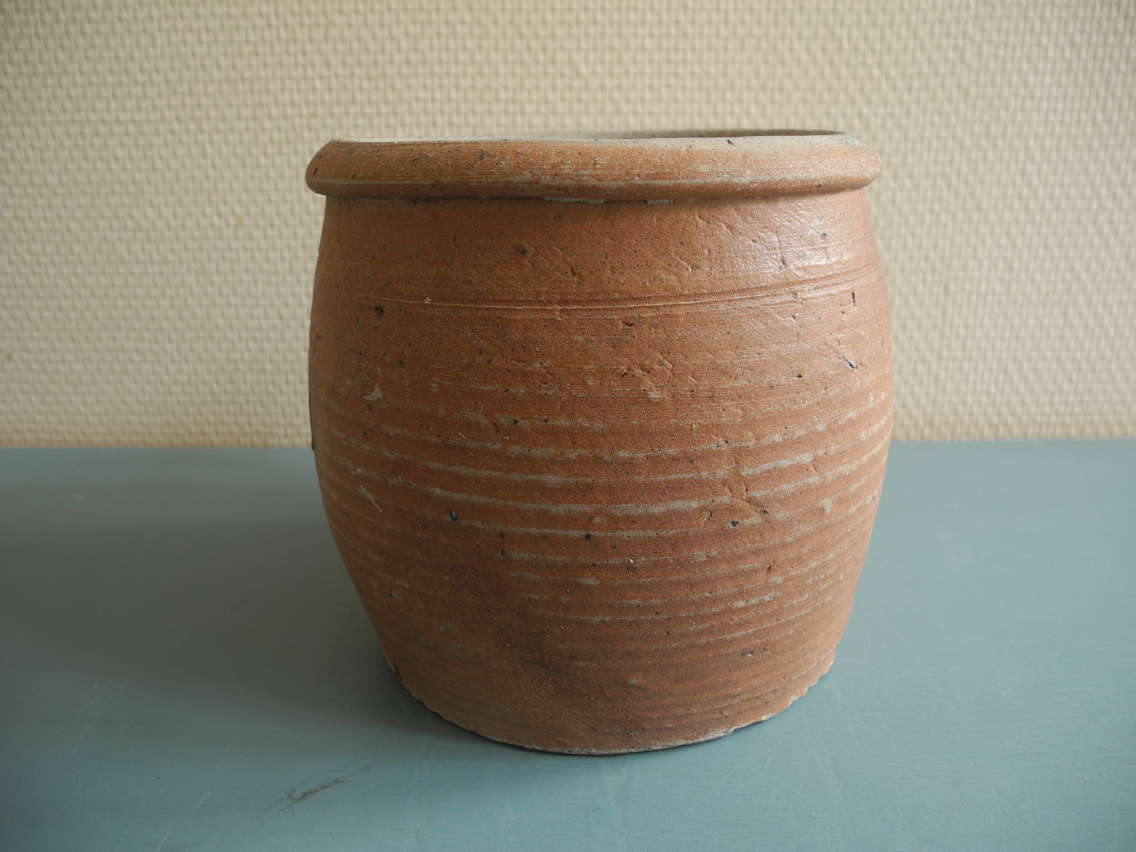 old glazed stoneware pot rustic decor