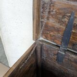 Old chest - dowry console from Bikaner in teak and wrought iron