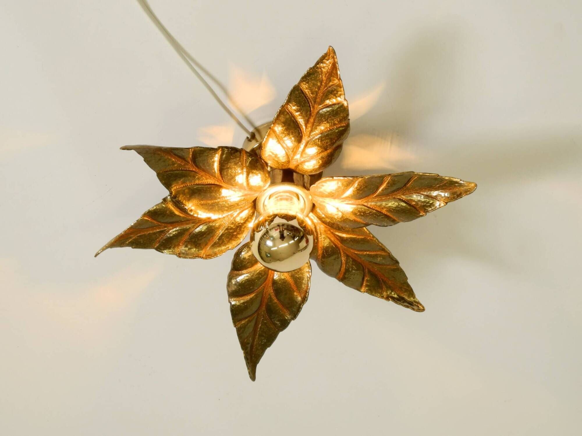 Beautiful brass ceiling or wall lamp from the 1970s by Willy Daro