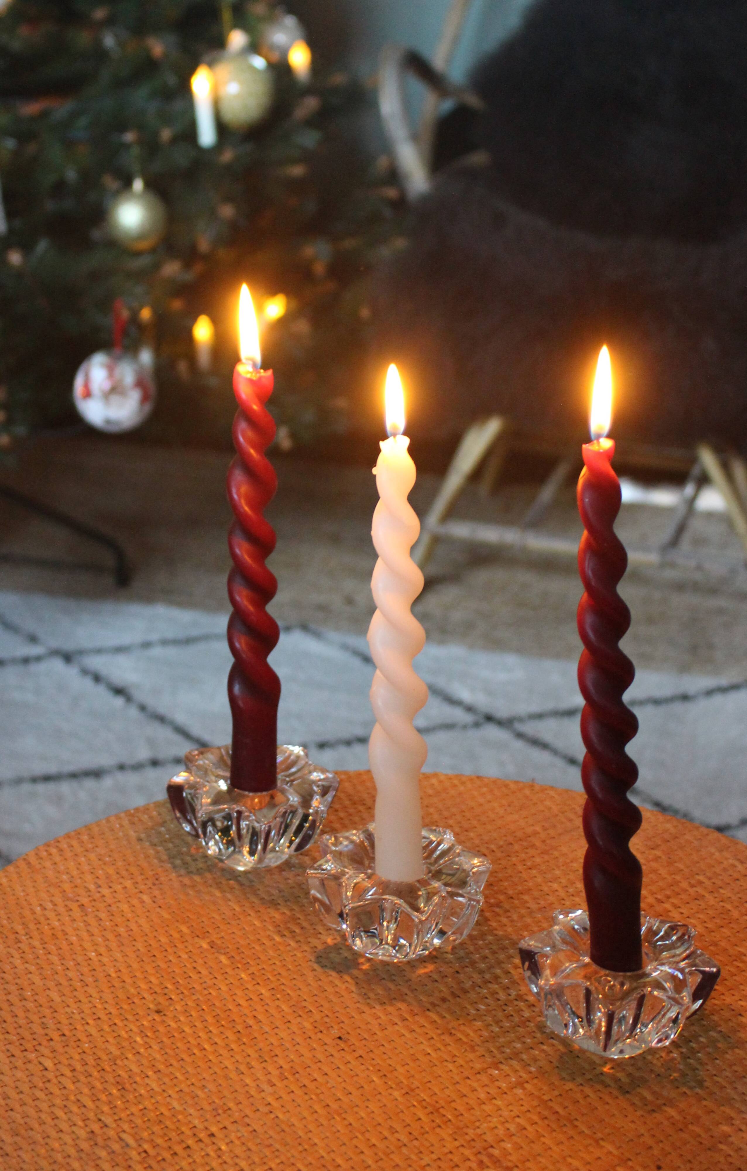 Set of 3 vintage star and flower glass candle holders