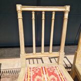 Set of 4 Louis XVI style chairs - In gray lacquered wood
