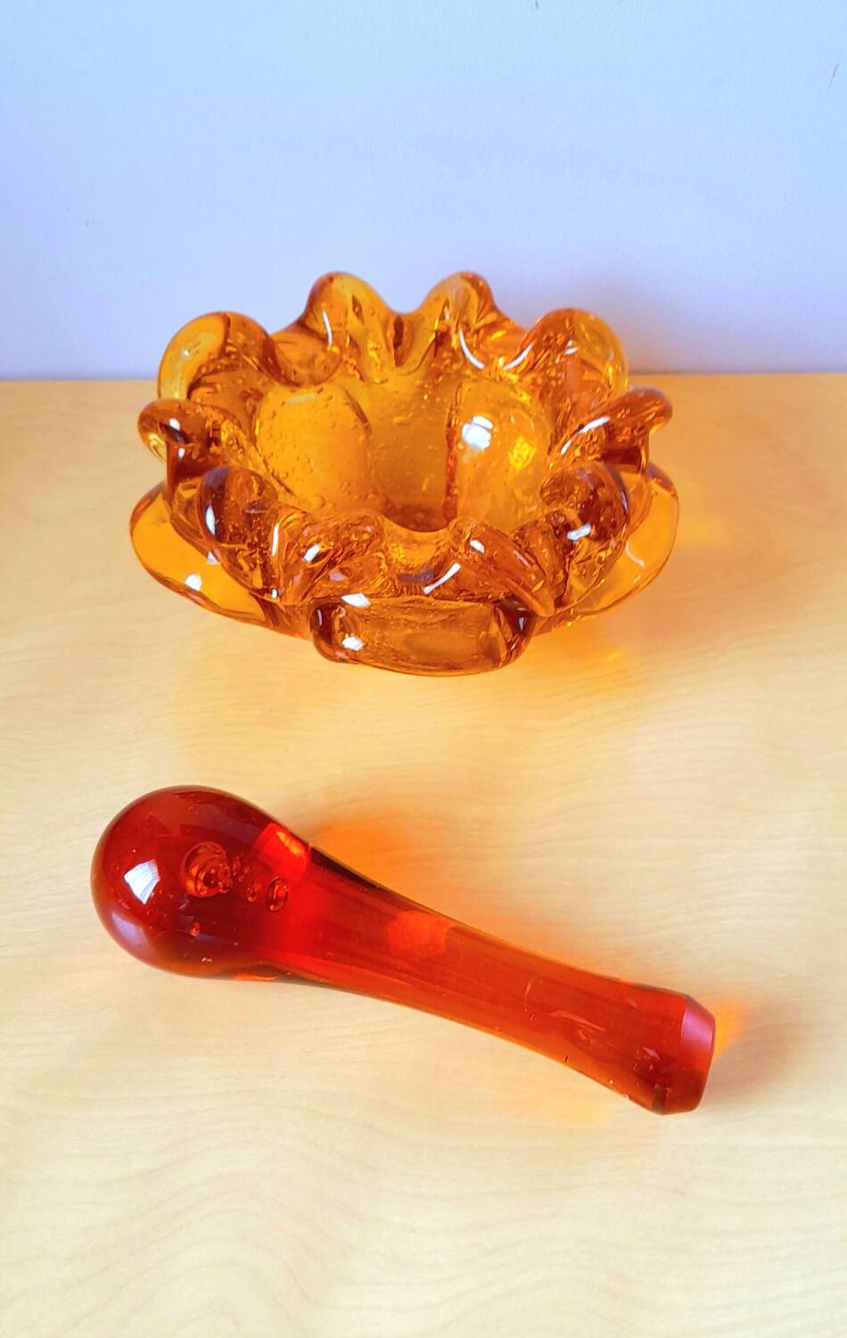 Murano amber glass ashtray 70s