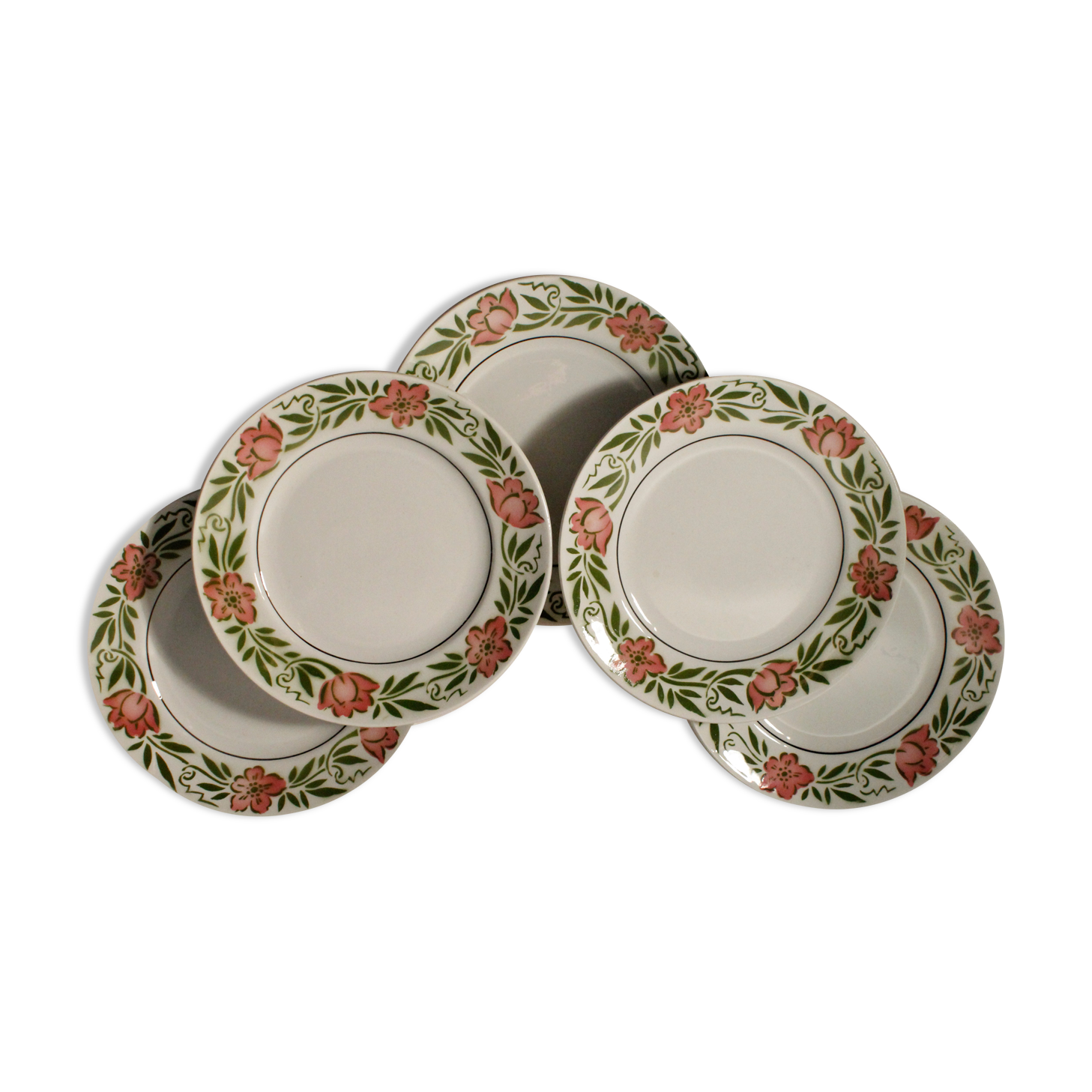 Set of 5 dessert plates Moulin des Loups - model Yvette