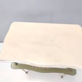 Pair of White Lacquered Nightstands with Marble Tops and Glass Shelves, Italy