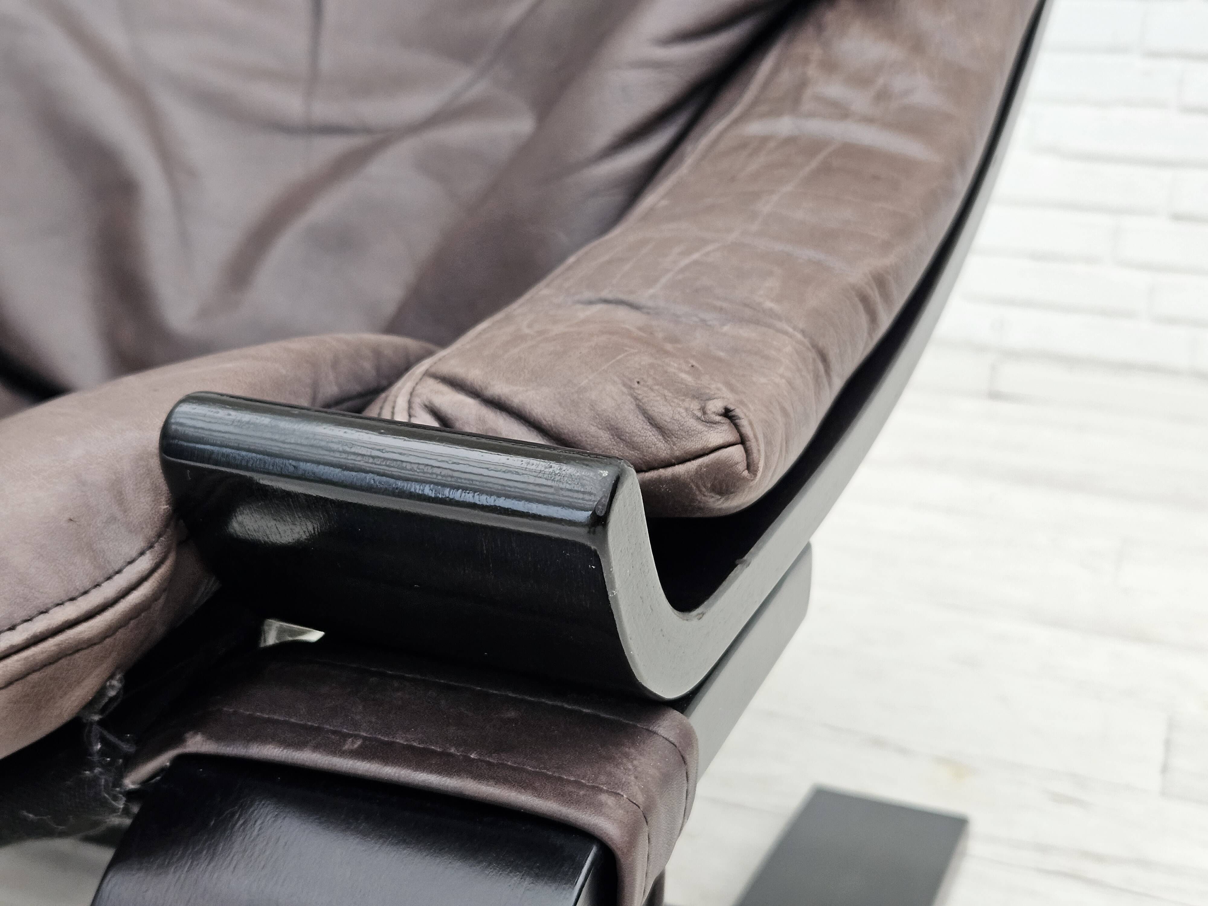 Chaise longue kroken, années 1970, design suédois par ake fribyter pour nelo, état d'origine.