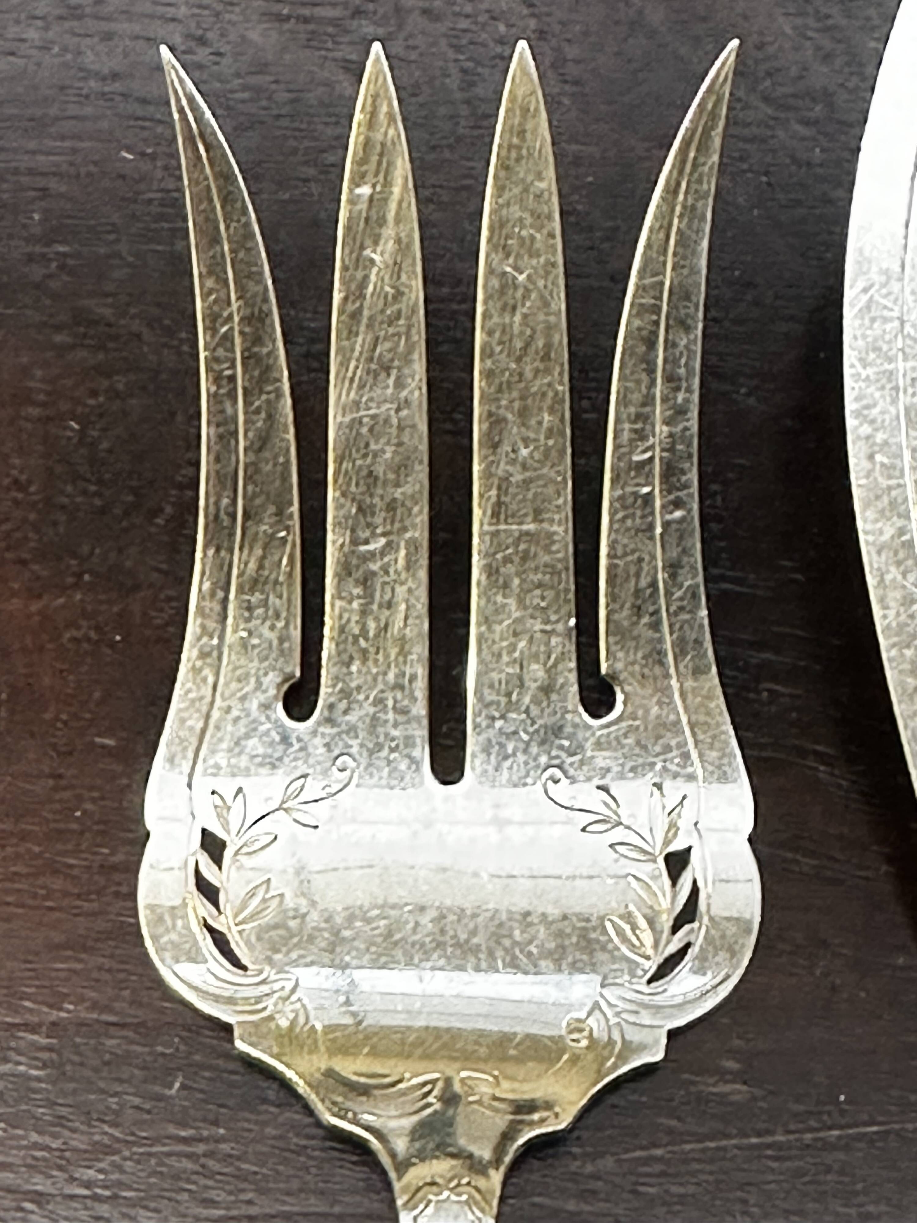 Silver Fish Serving Cutlery - Minerva Hallmarks - Art Nouveau