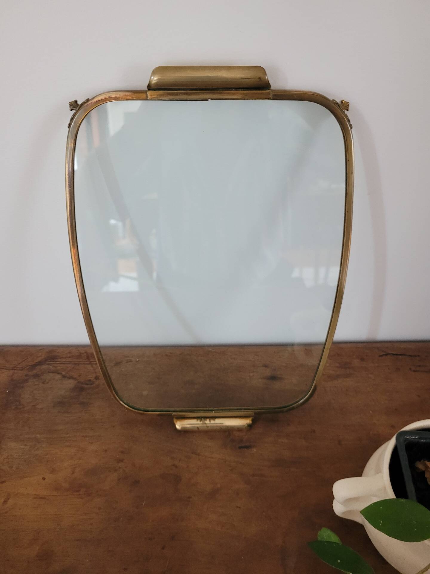 Brass glass plateau from the early 20th century.