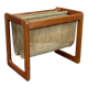 60's 70's newspaper holder magazine rack by Aksel Kjersgaard in teak and suede