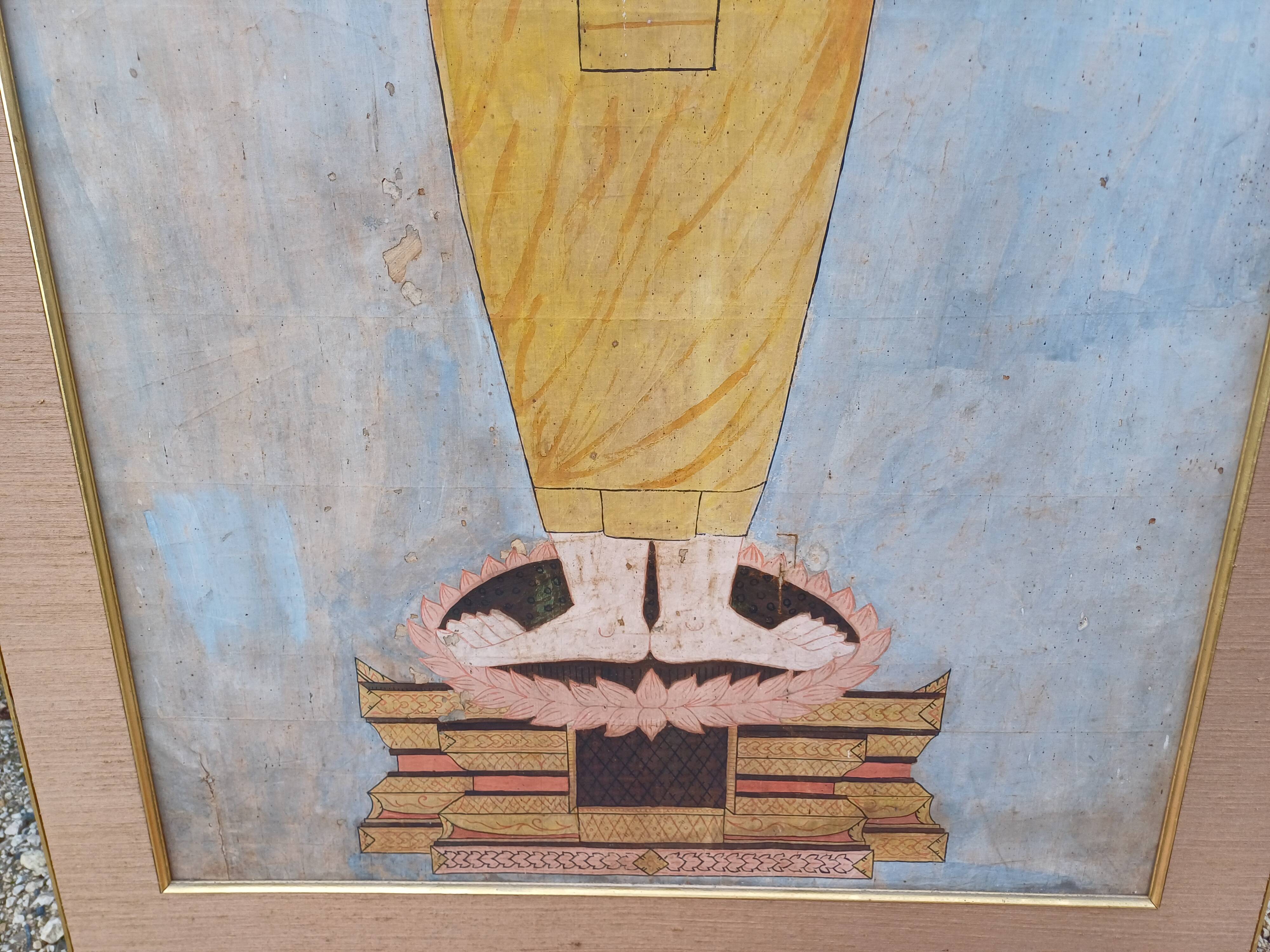 19th Century Silk Painting Buddha Thailand