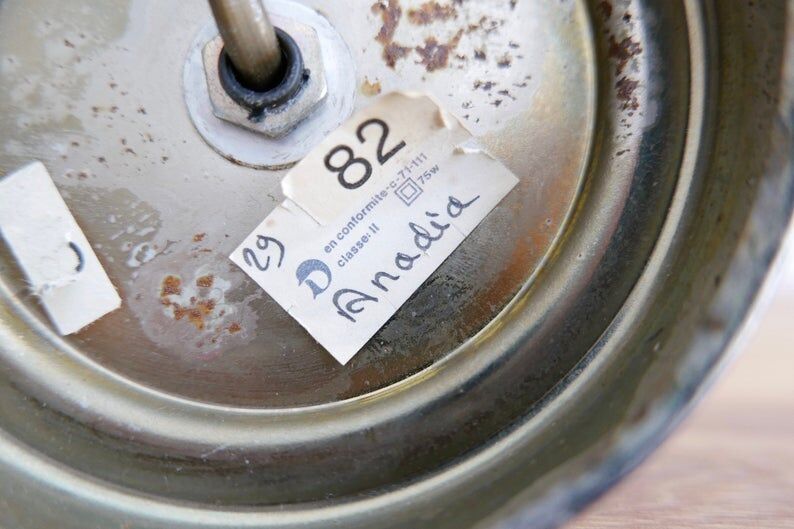 Golden and silver pineapple foot lamp, 70s