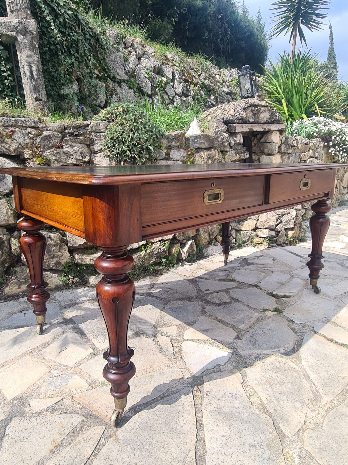 Flat desk double sided mahogany era XIX TH century