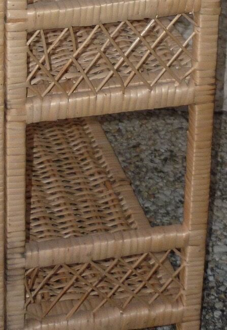 Rattan and wicker folding shelf