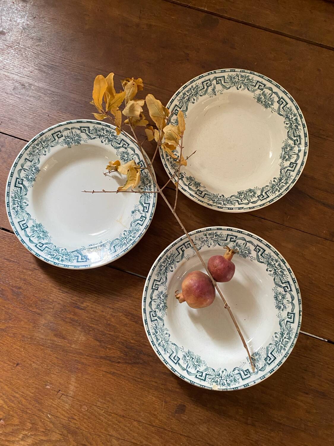 3 deep iron earth plates Moulin des loups "Athens".