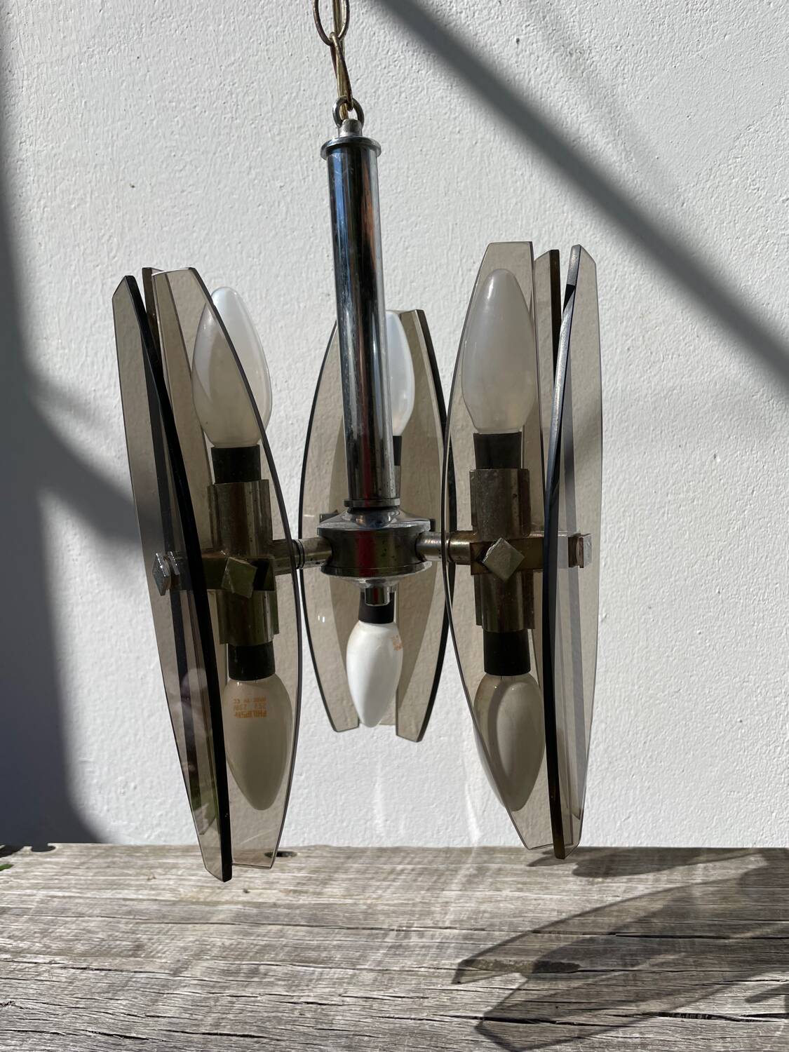Italian smoked glass chandelier 1970 Veca