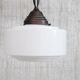 Opaline Glass and Brass Stepped Pendant Light