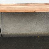 Console en bois avec pieds en métal noir