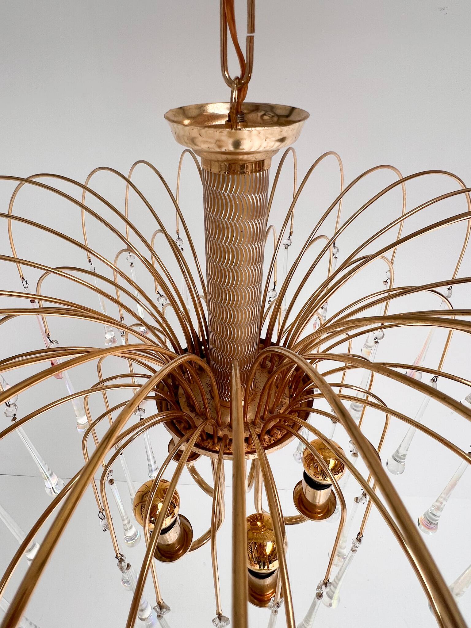 Italian Cascata chandelier with Murano drops, 1970s